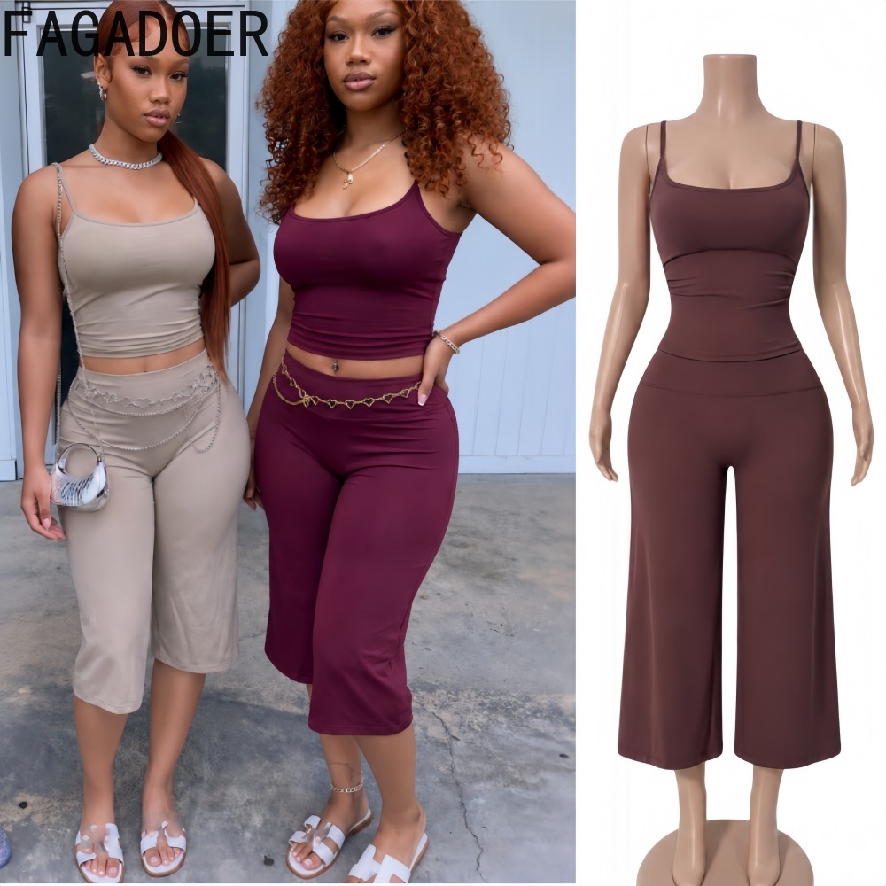Suspender Tank Top - FAGADOER INS Trendy Women 2 Piece