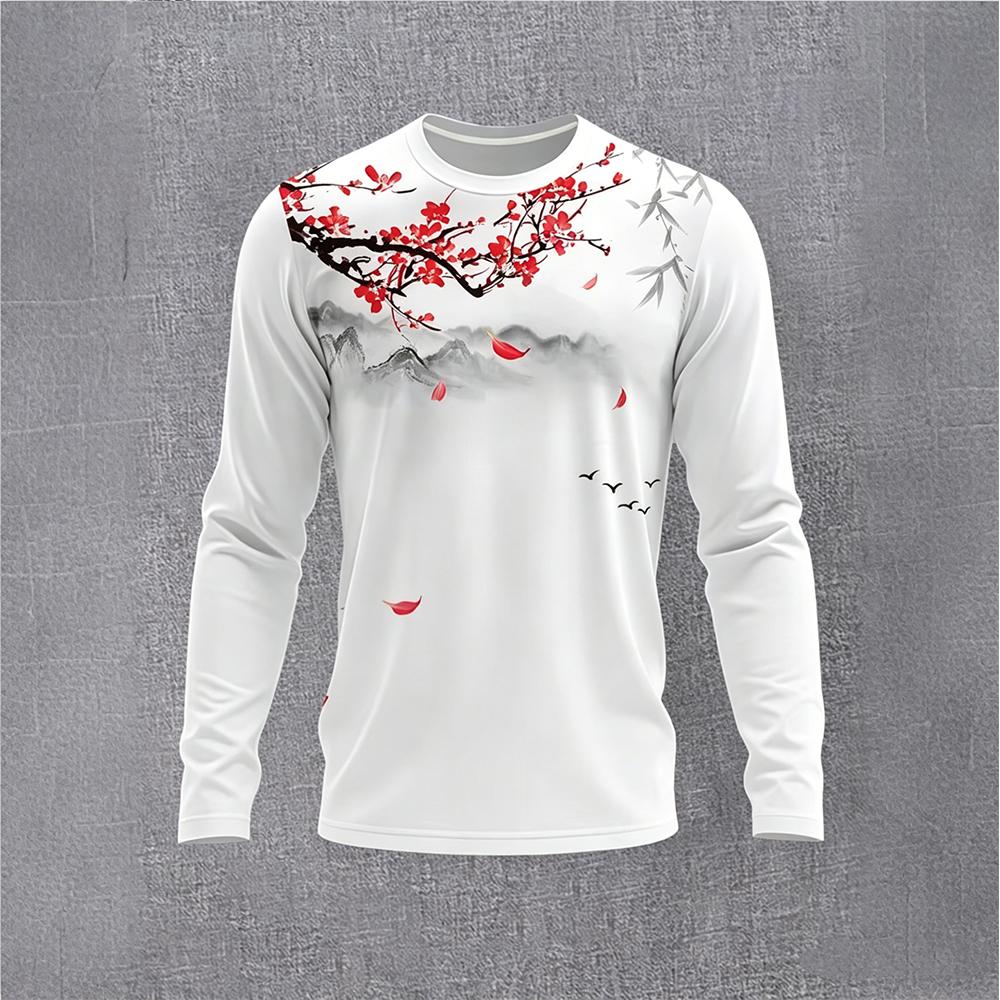 Base Layer Top - Chinese Style Ink Plum Blossom Long
