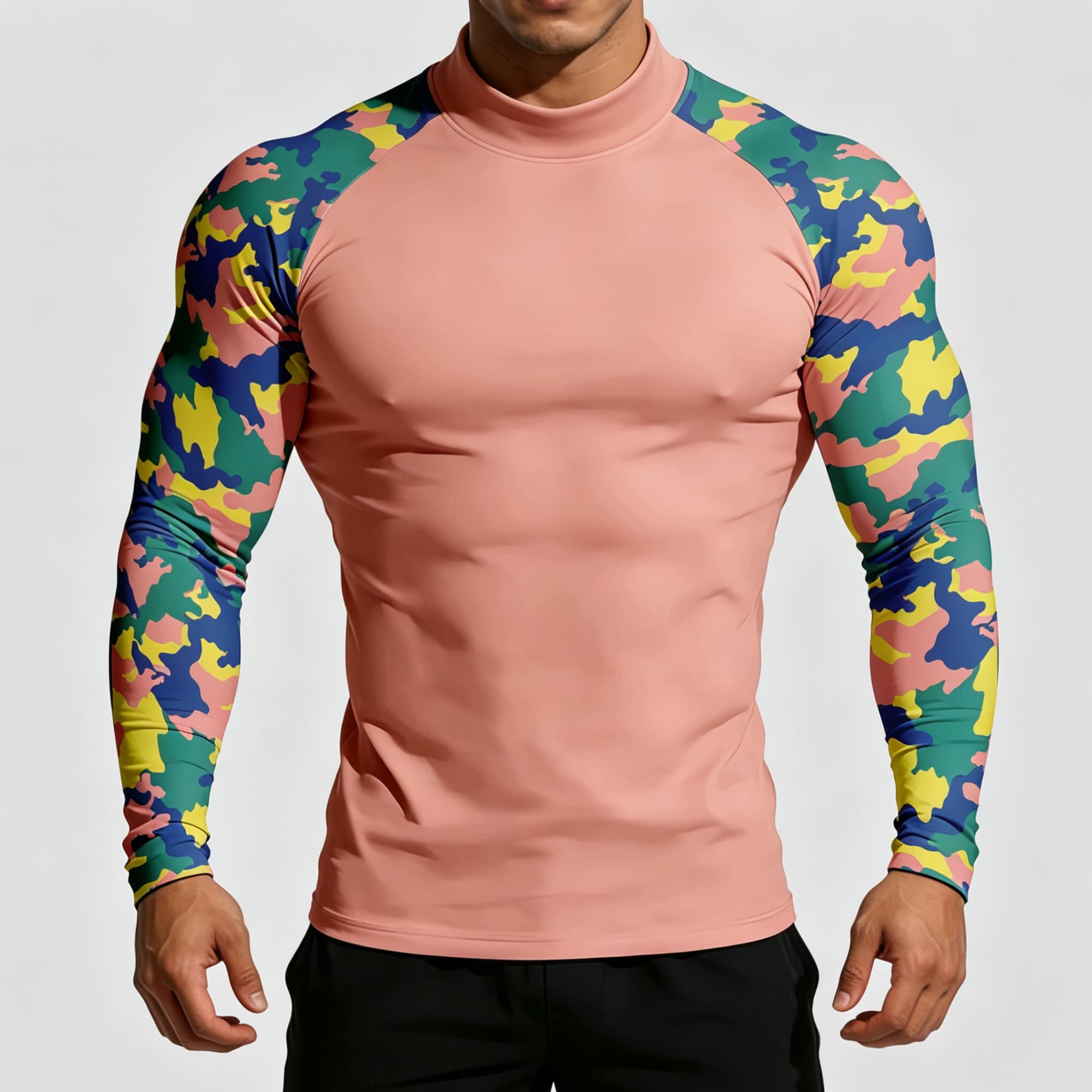 Men Pastel Camouflage Print Mo - Base Layer Top review and price